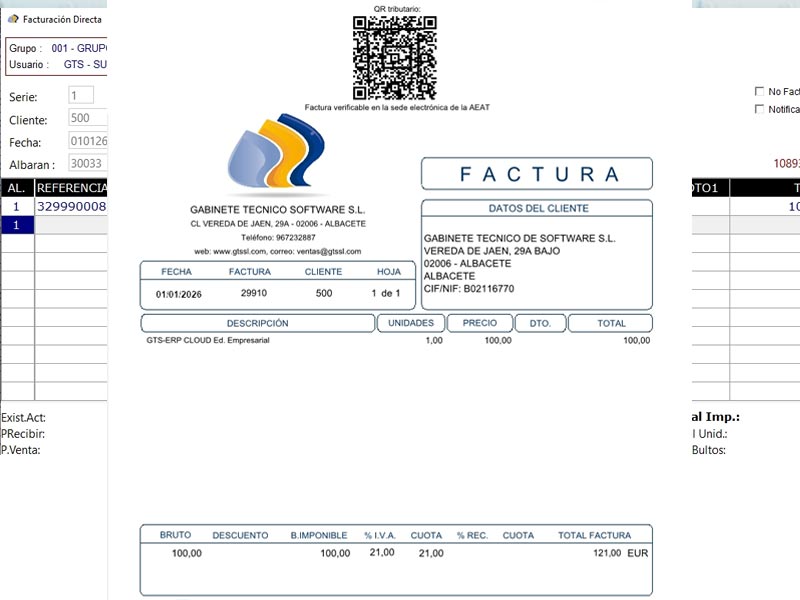 gts erp verifactu factura qr
